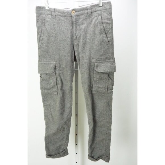 Brunello Cucinelli Flannel Cargo Gray Mens Wool Pants Sz 46